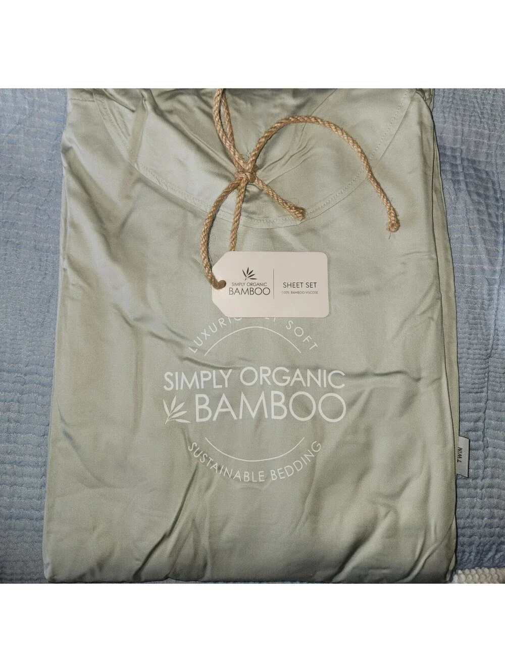 Simply Organic Bamboo Luxurious Butter Soft Twin Sheet Set Fresh Sage NEW $189